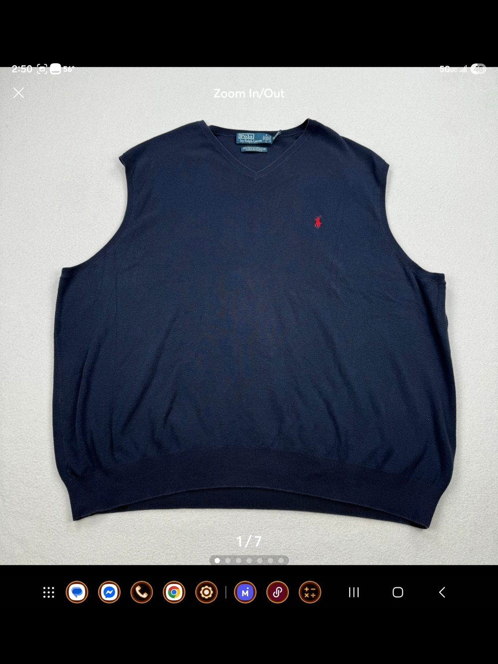Ralph Lauren Navy V-Neck Sweater Vest with Red Polo Logo
